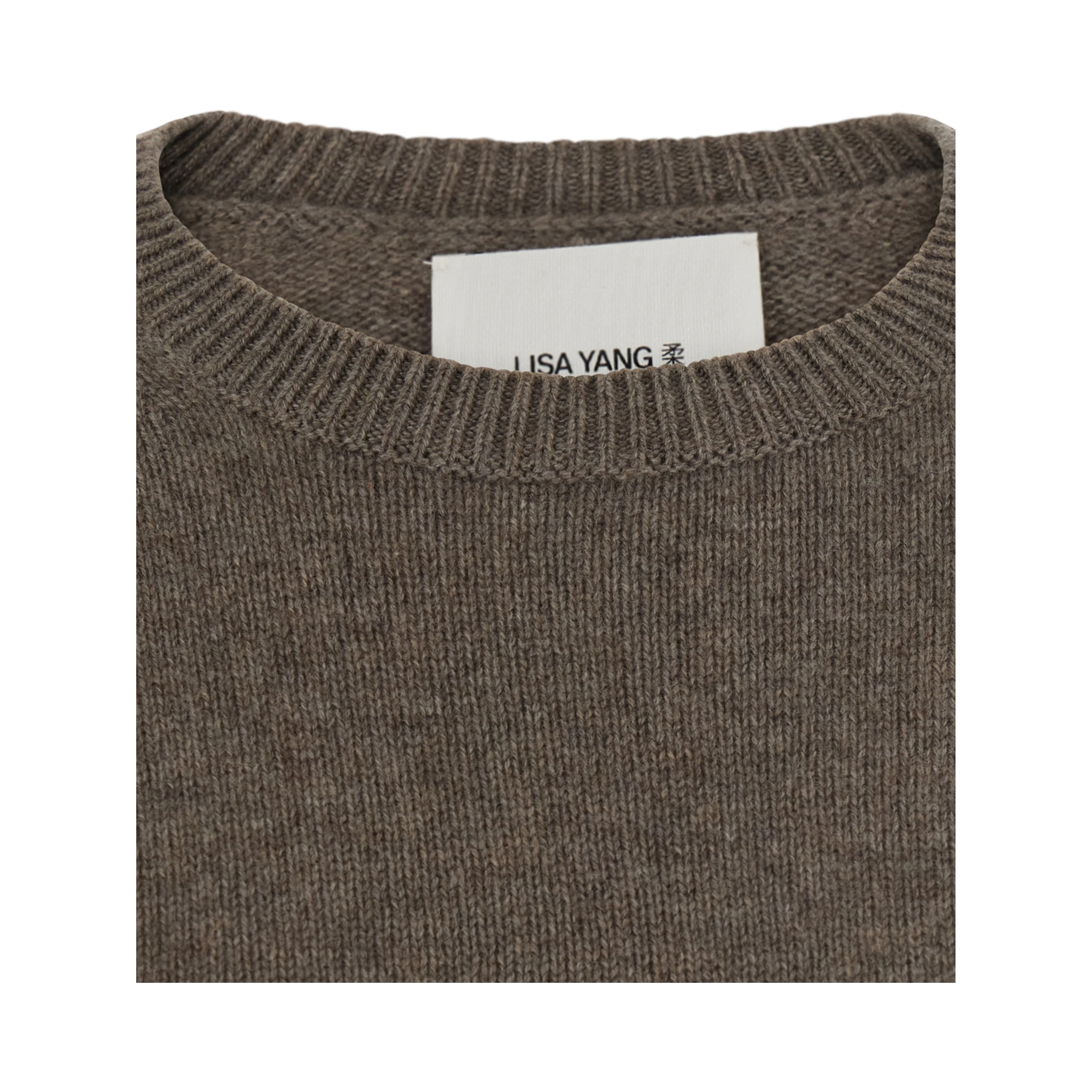 Veira brown Sweater with Dropped shoulders and ribbed details in cashmere women