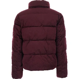 Down jacket VV POLY PFFR-INSULATED-COAT with front closure, high collar and pockets, in Tech Fabric, Bordeaux, woman