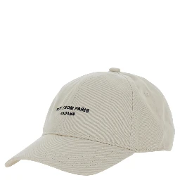 Beige Baseball Cap with Slogan Print on the Front in Cotton for Men