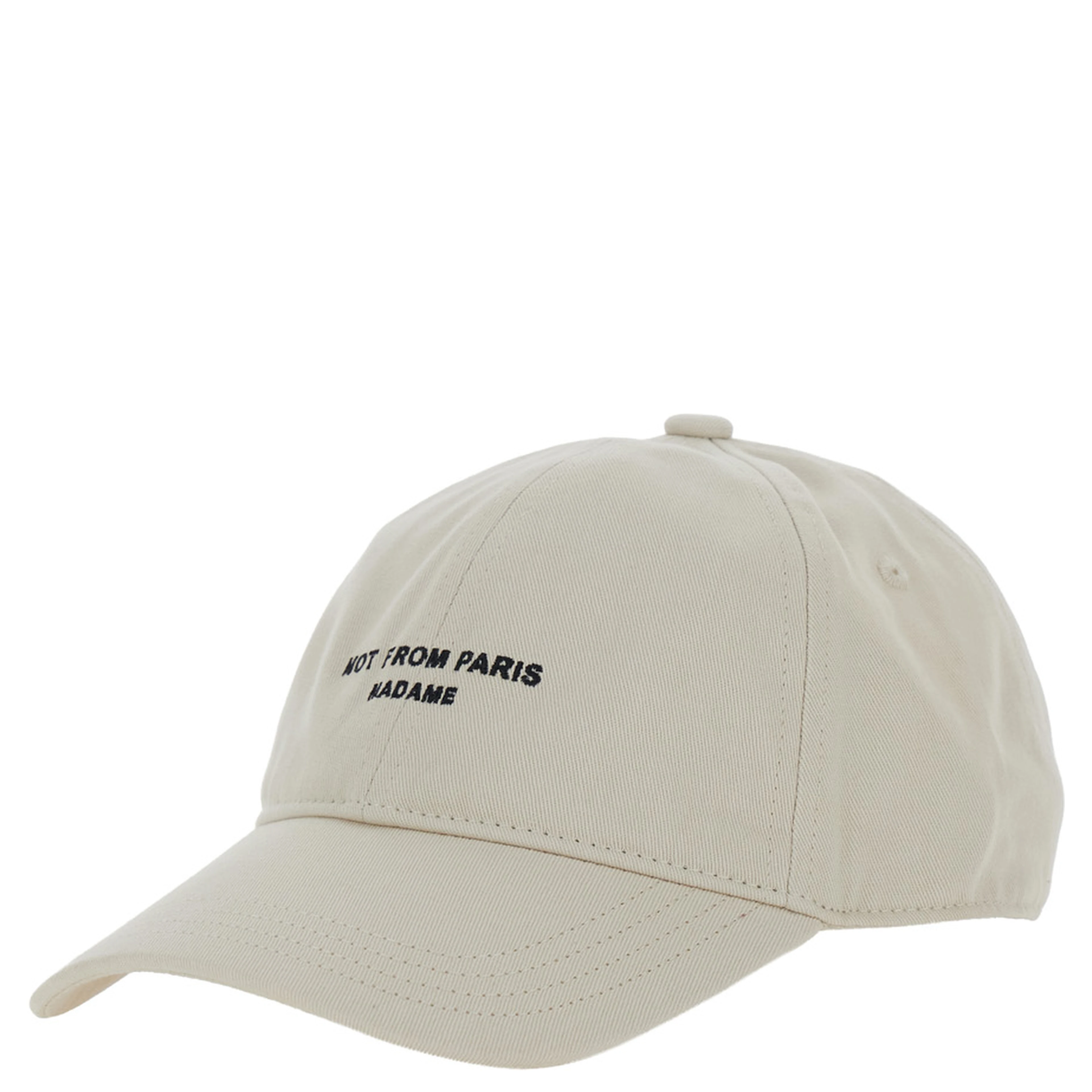 Beige Baseball Cap with Slogan Print on the Front in Cotton for Men