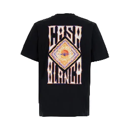 Black Crew neck T-shirt with logo detail on the front and maxi logo on the back in cotton for men