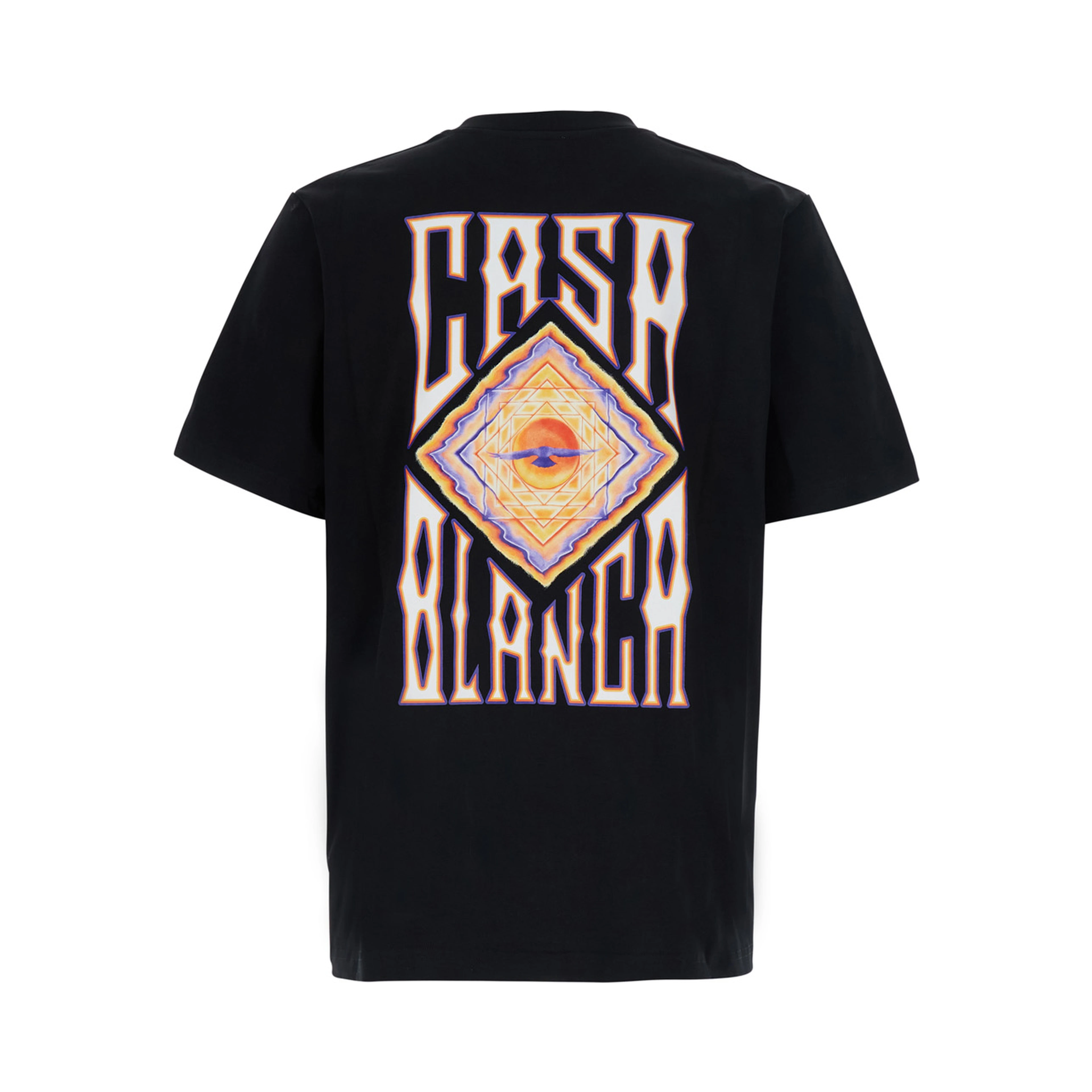 Black Crew neck T-shirt with logo detail on the front and maxi logo on the back in cotton for men