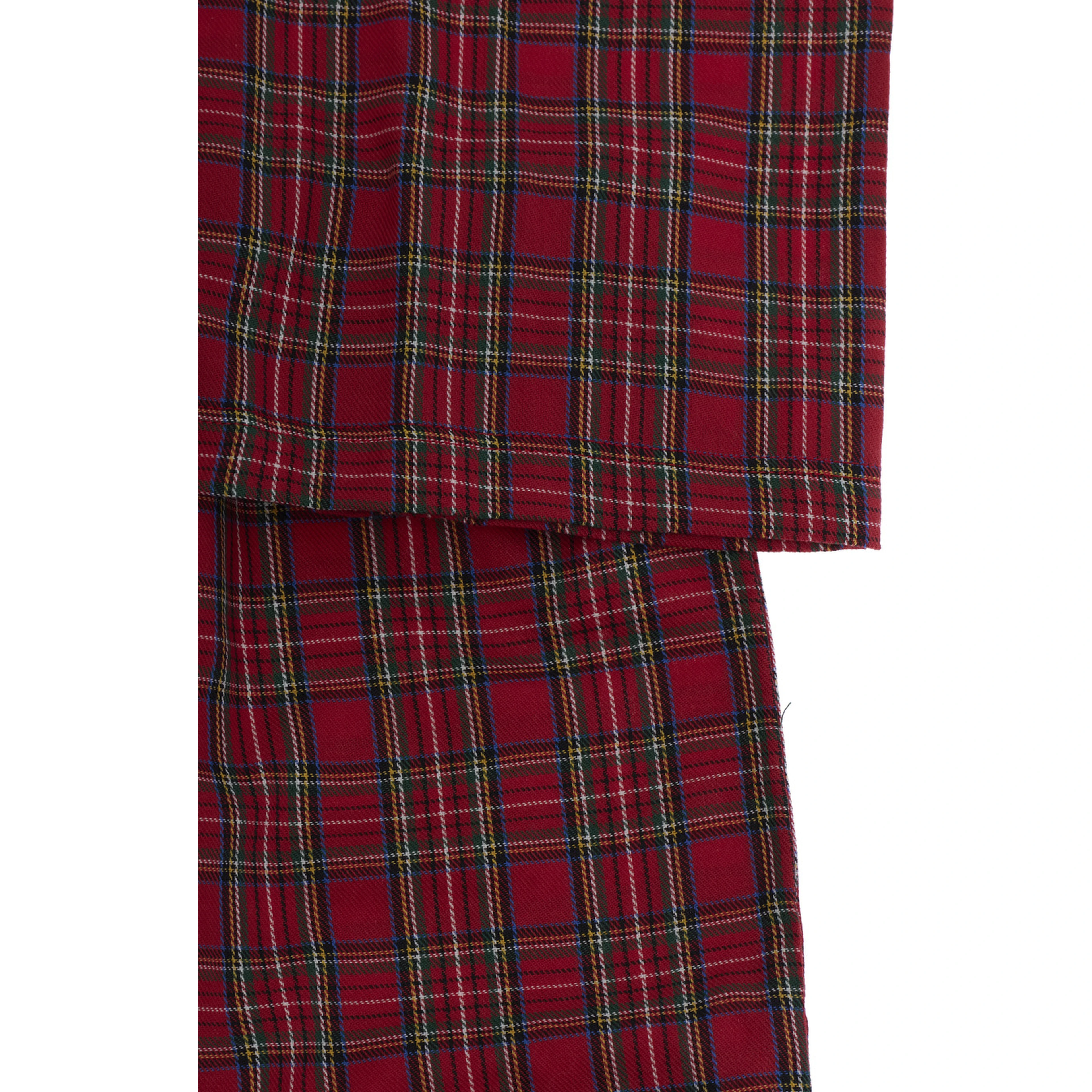 Red plaid unisex pajama with long sleeves and round neck in cotton, color red, unisex