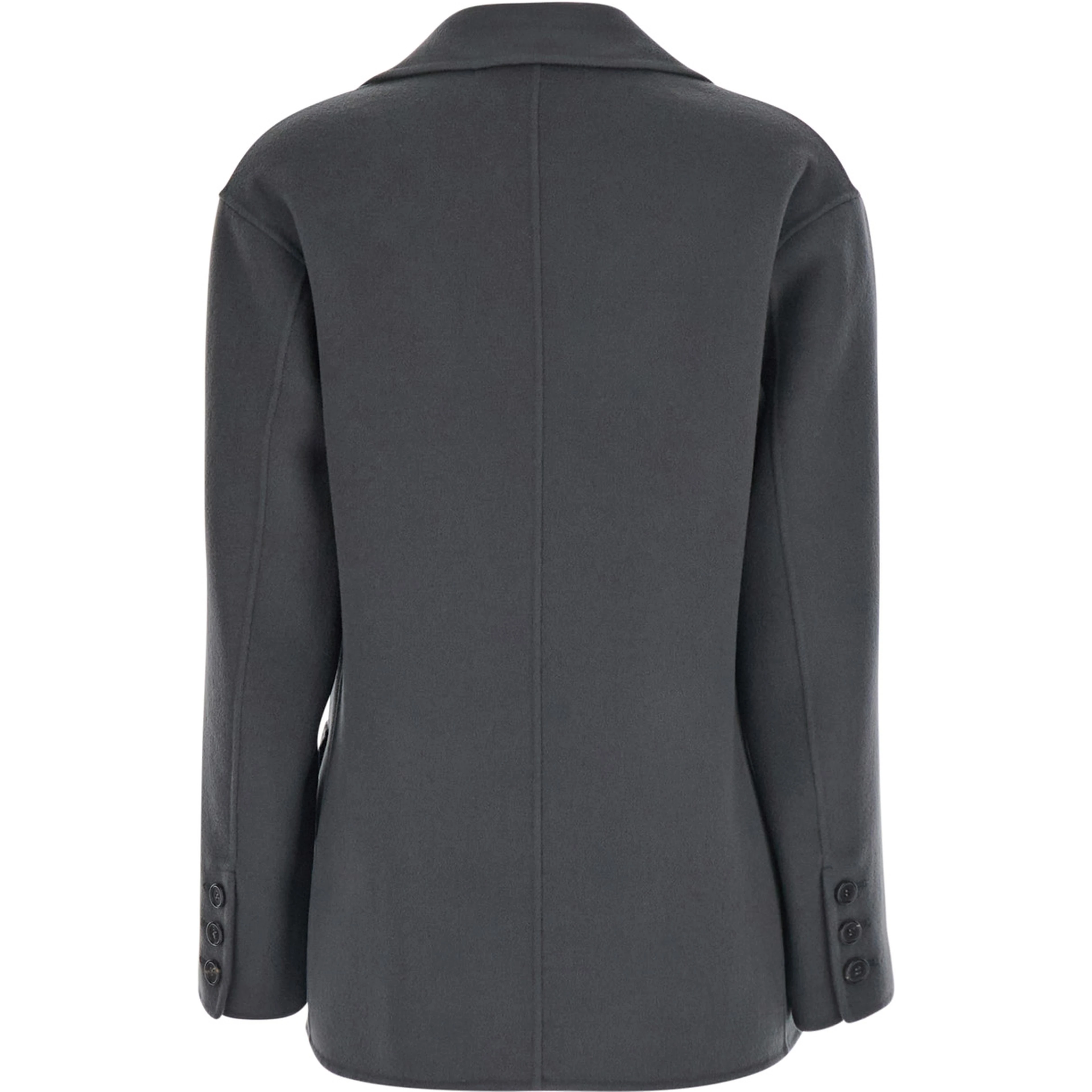 Elfi Grey Single-breasted Jacket with Notched Revers in  Wool for Women
