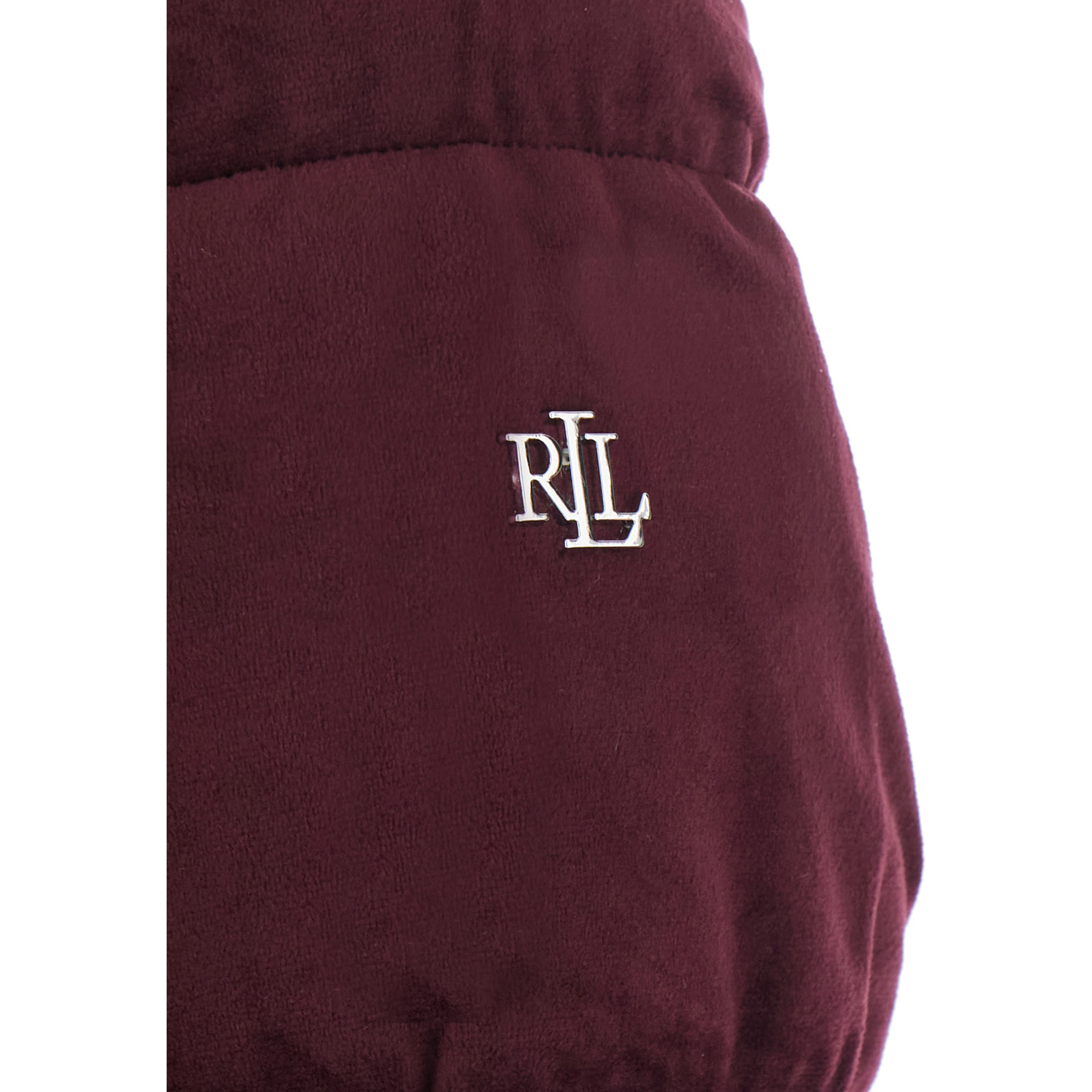 Down jacket VV POLY PFFR-INSULATED-COAT with front closure, high collar and pockets, in Tech Fabric, Bordeaux, woman