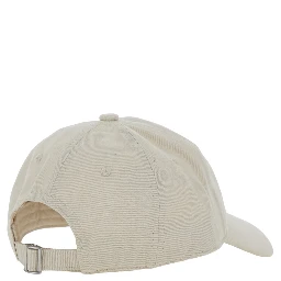 Beige Baseball Cap with Slogan Print on the Front in Cotton for Men