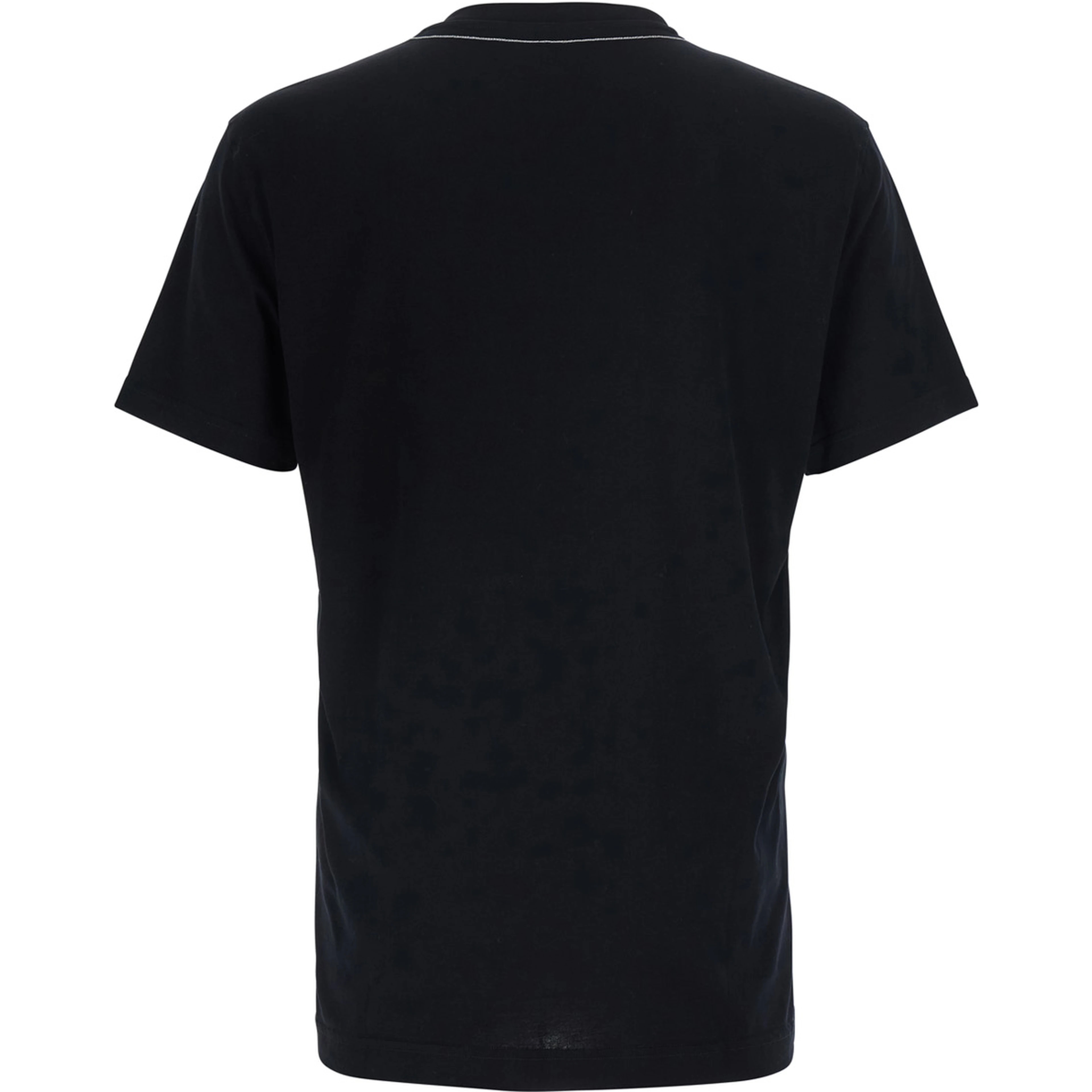 Black Crew neck T-shirt with logo lettering on the neck in cotton for men