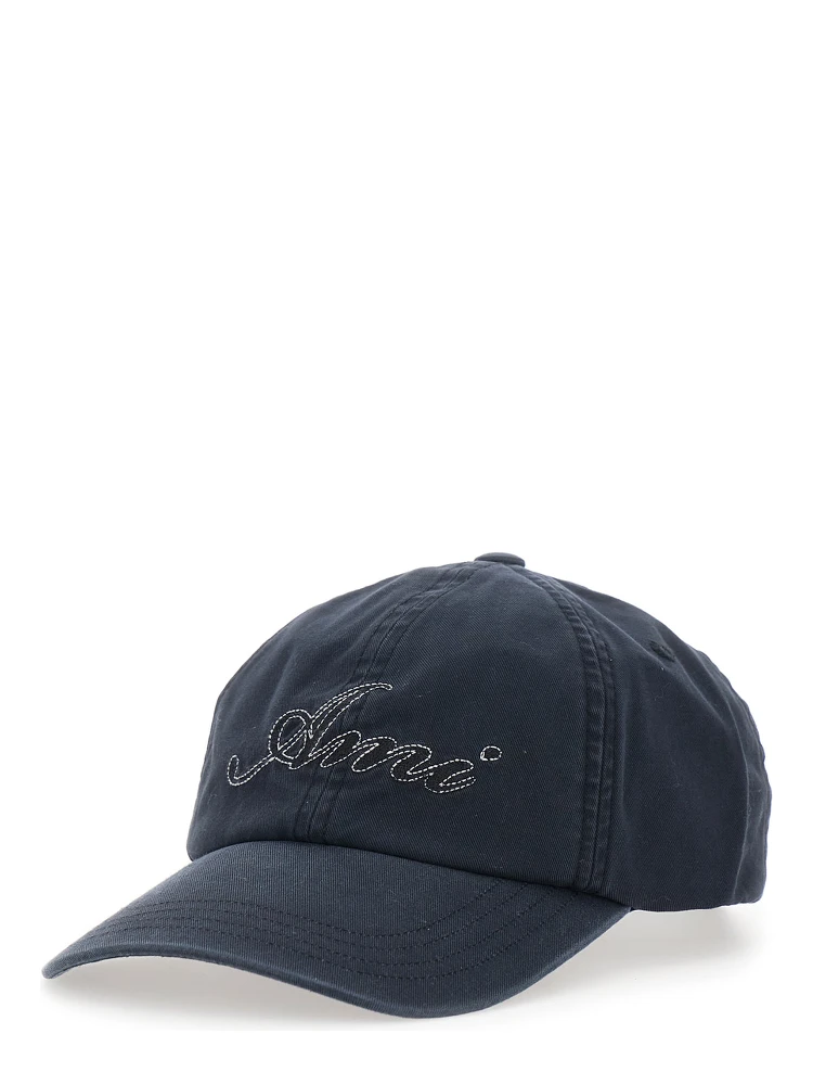 Black Baseball Cap with logo embroidery on the front in cotton for men