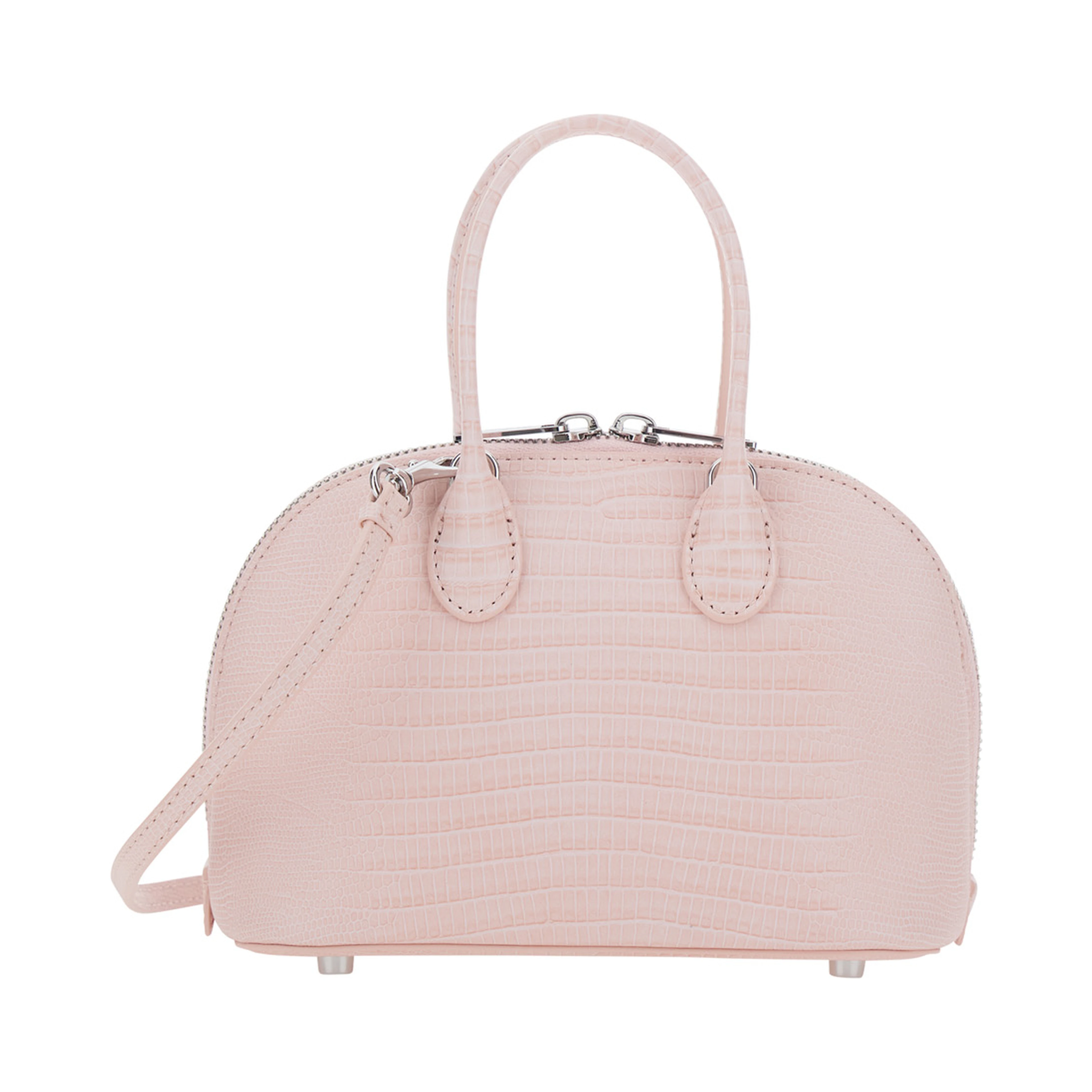 Pink Mini Bag with Adjustable and Removable Shoulder Strap and Lizard Effect in Leather for Women