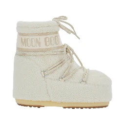 Icon Low White Snow Boots with Maxi Logo Print on the Side in Fleece for Women