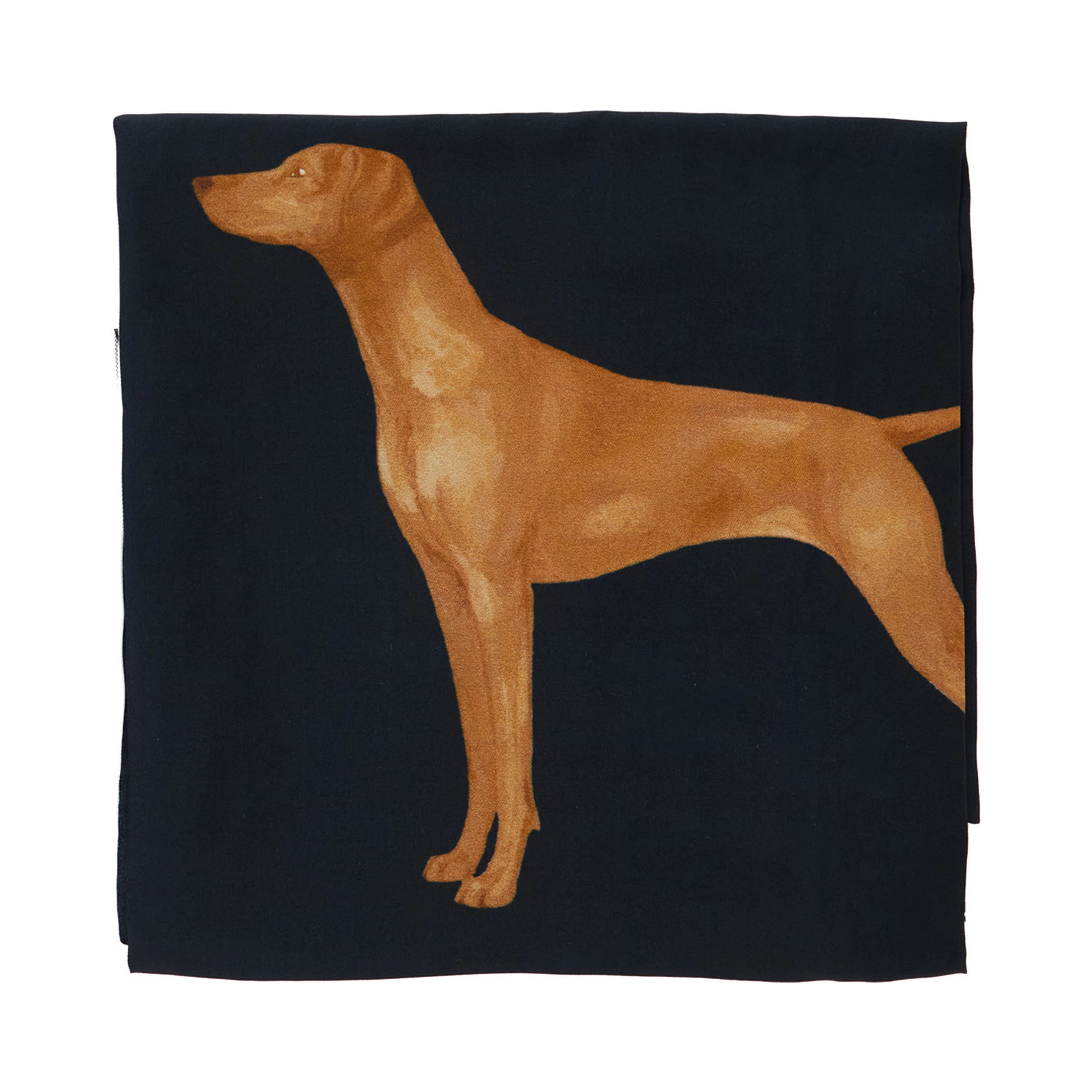 Blue Square Scarf with Blue Dog Print in Silk for Women