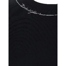 Black Crew neck T-shirt with logo lettering on the neck in cotton for men