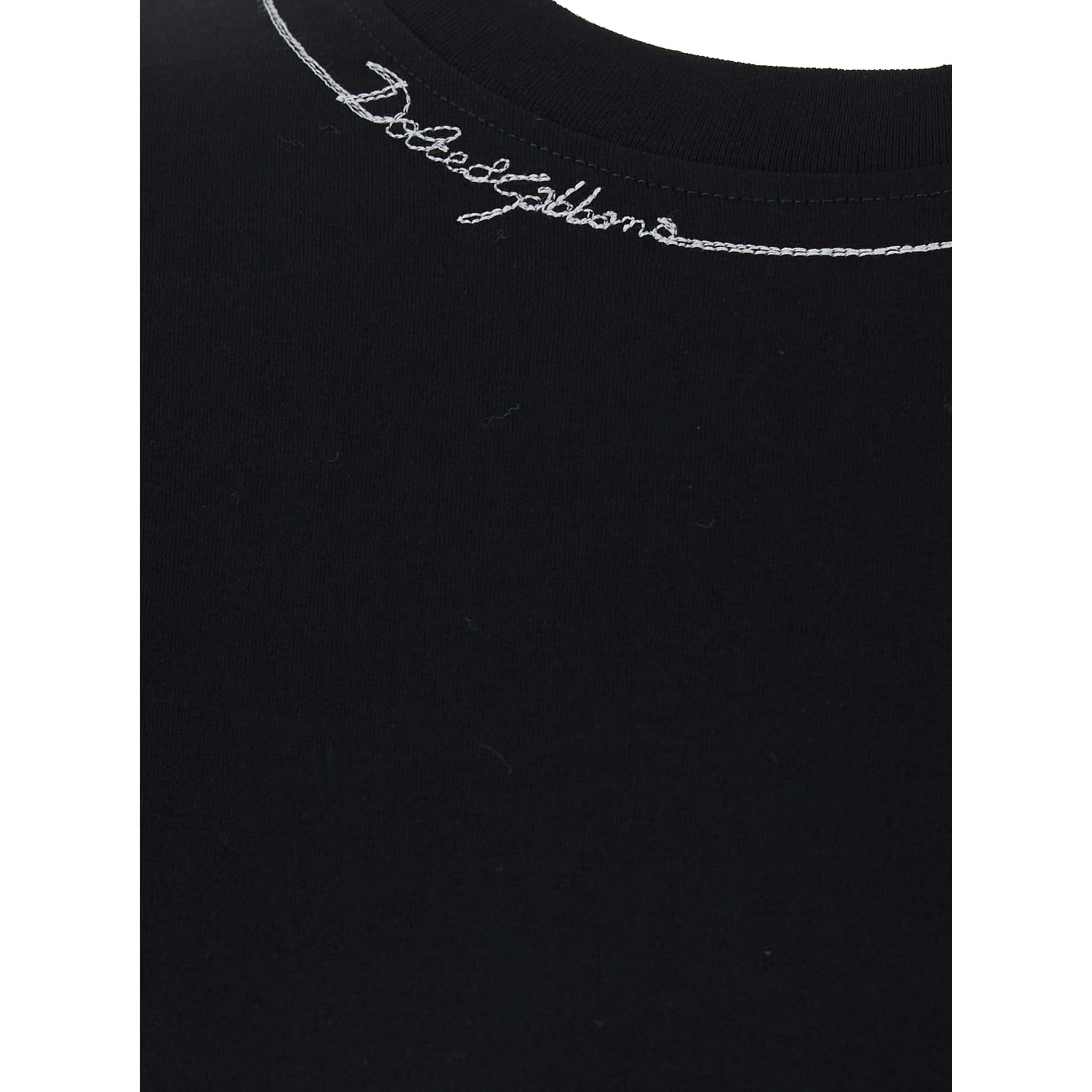 Black Crew neck T-shirt with logo lettering on the neck in cotton for men