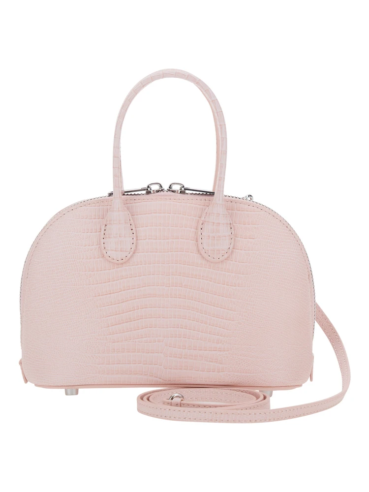 Pink Mini Bag with Adjustable and Removable Shoulder Strap and Lizard Effect in Leather for Women alternative