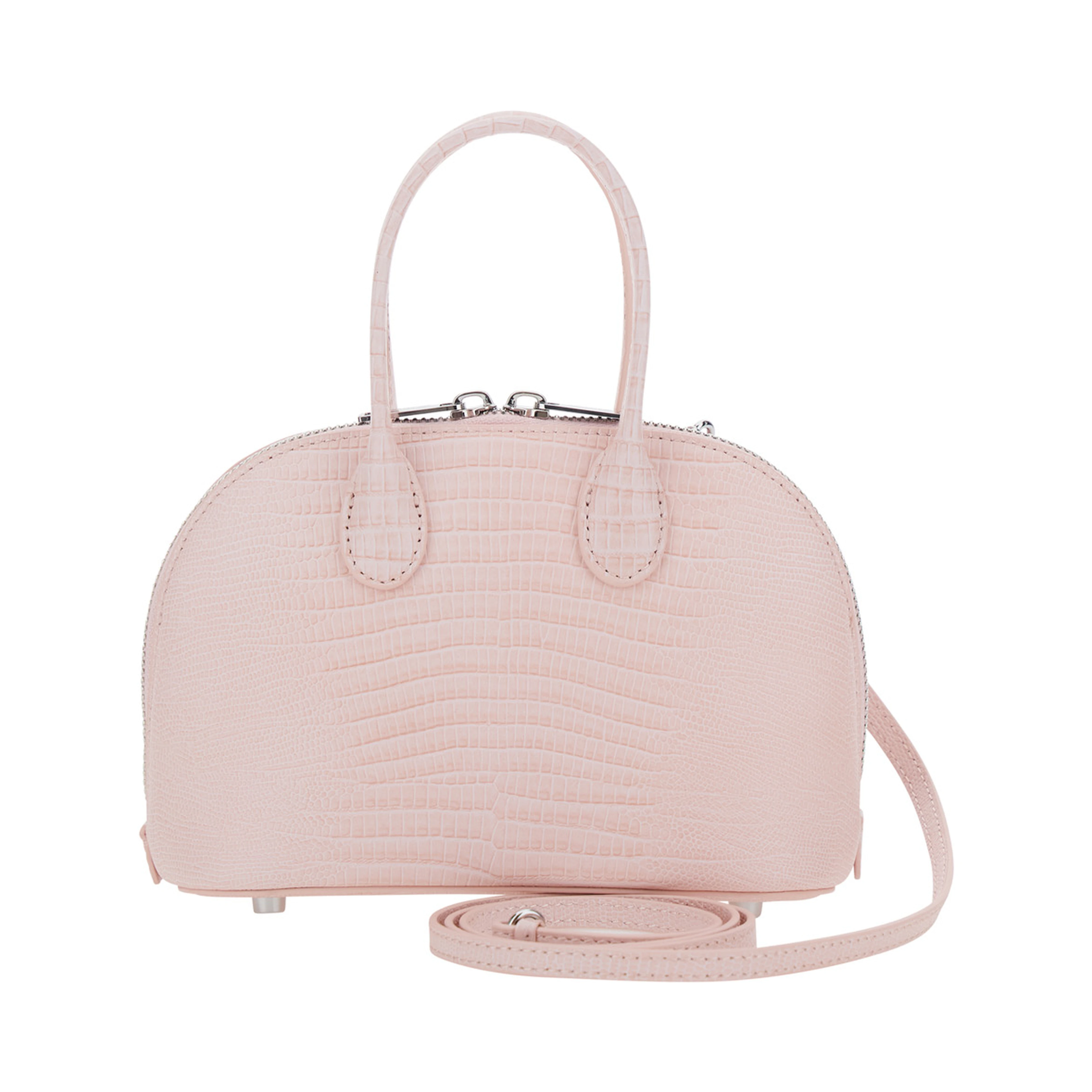 Pink Mini Bag with Adjustable and Removable Shoulder Strap and Lizard Effect in Leather for Women