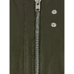Bomber Jacket with Two Welt Pockets on the Front in Green Leather for Men
