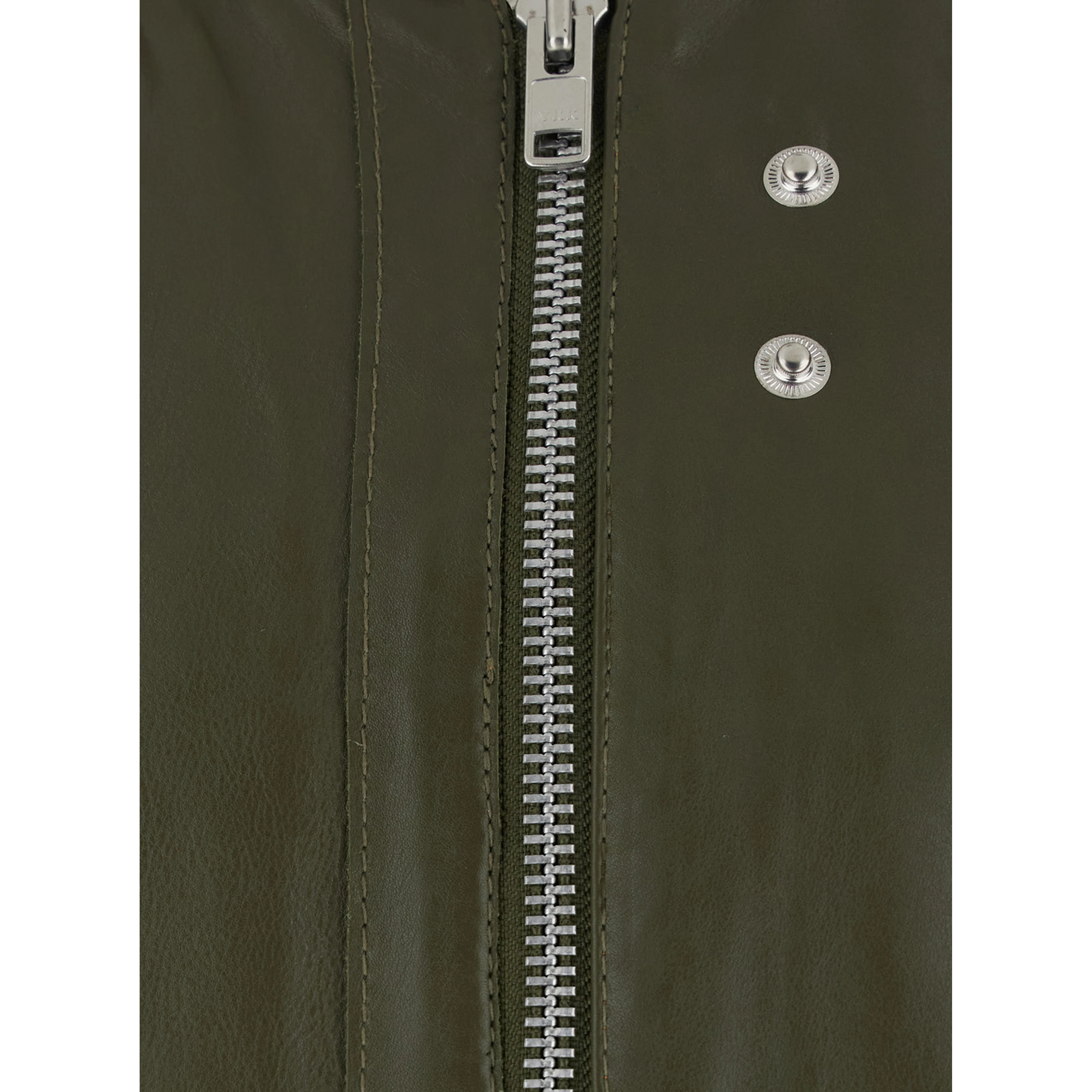 Bomber Jacket with Two Welt Pockets on the Front in Green Leather for Men
