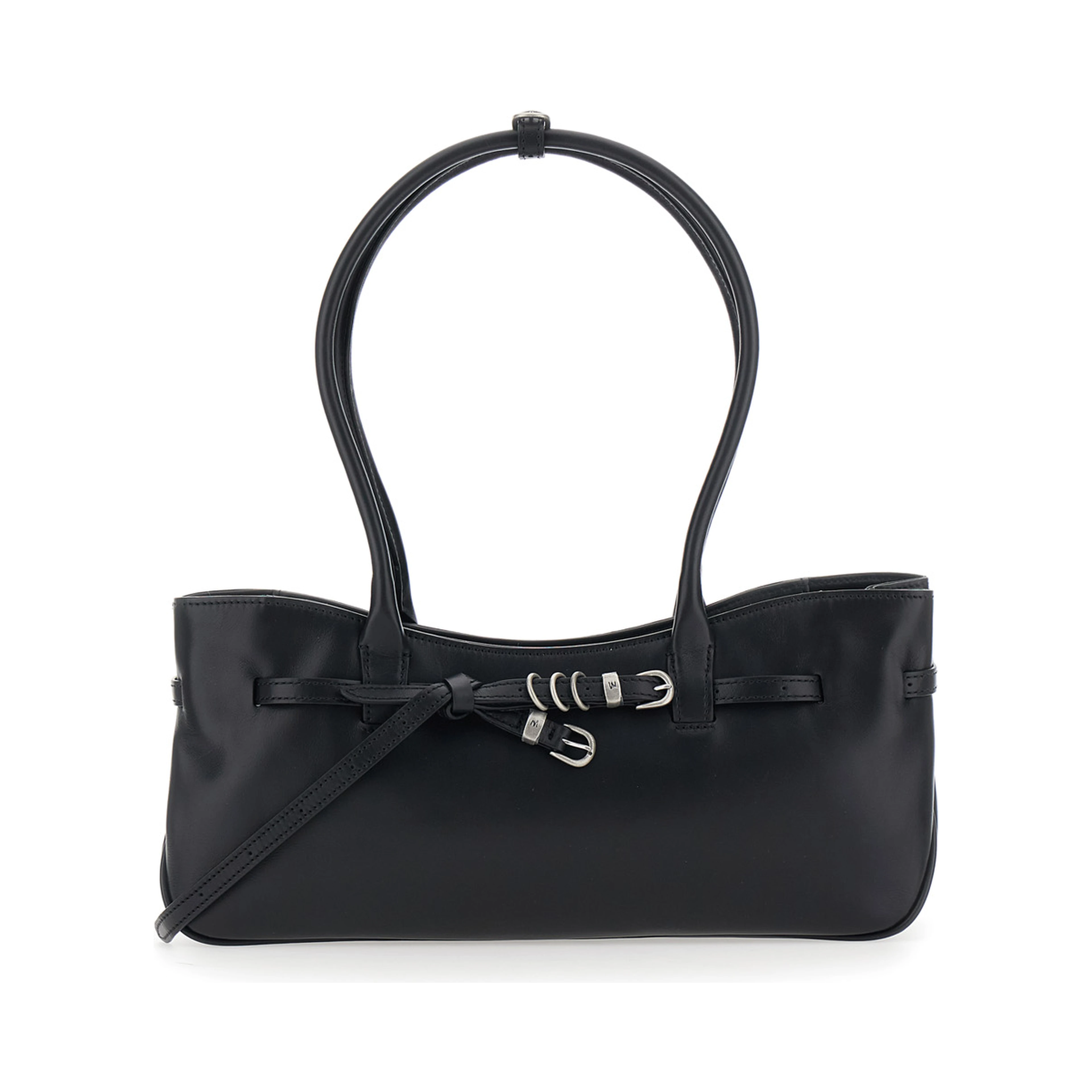 Grandma Used black Shoulder bag with adjustable strap on the front in leather for women