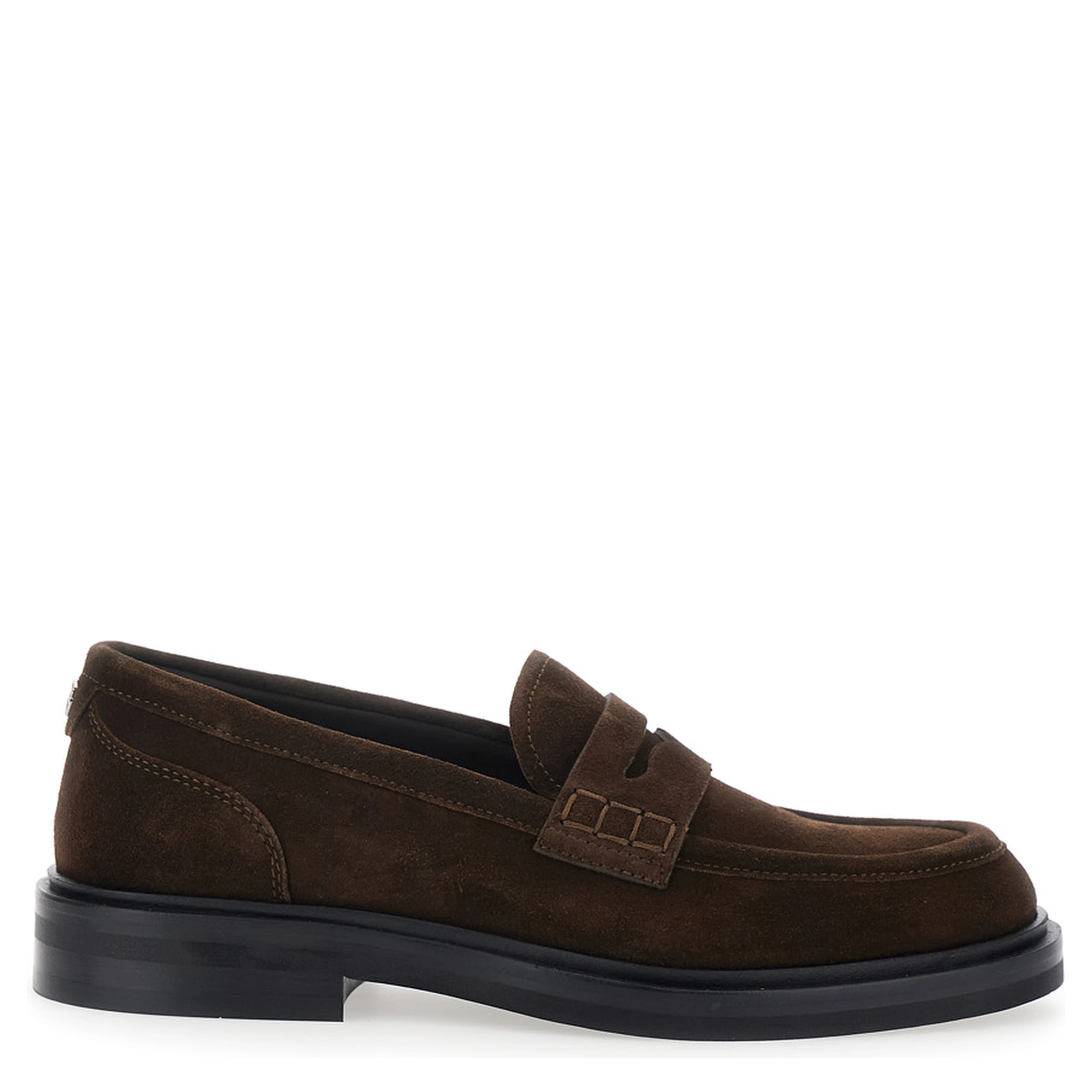 Brown Loafers with logo plate on the back in  suede for women