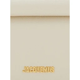 La Petite Pochette Rond Carre White Pouch with logo lettering on the front in leather for women