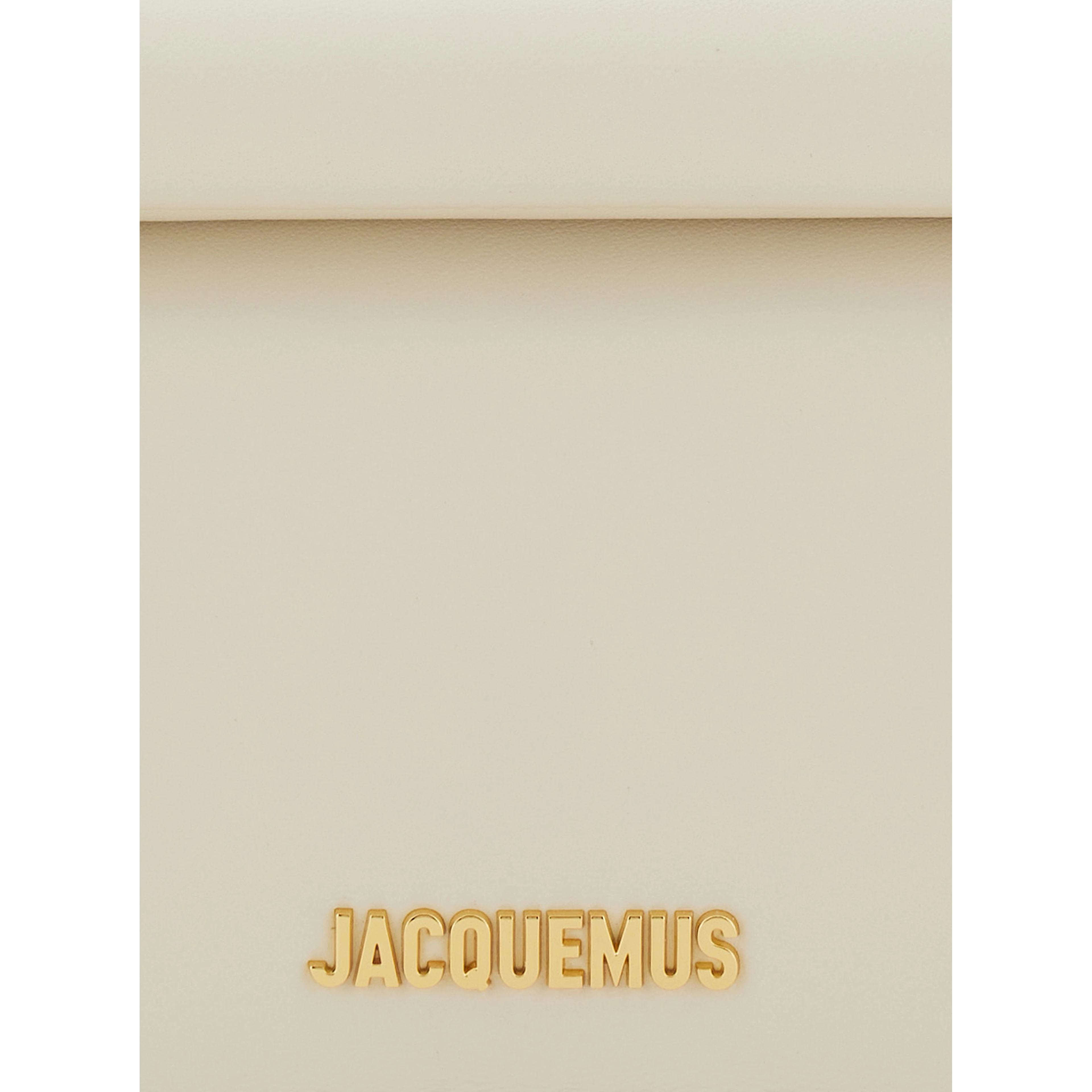 La Petite Pochette Rond Carre White Pouch with logo lettering on the front in leather for women