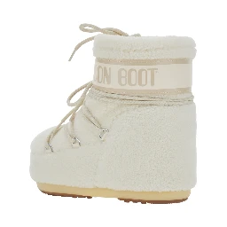 Icon Low White Snow Boots with Maxi Logo Print on the Side in Fleece for Women