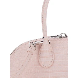 Pink Mini Bag with Adjustable and Removable Shoulder Strap and Lizard Effect in Leather for Women