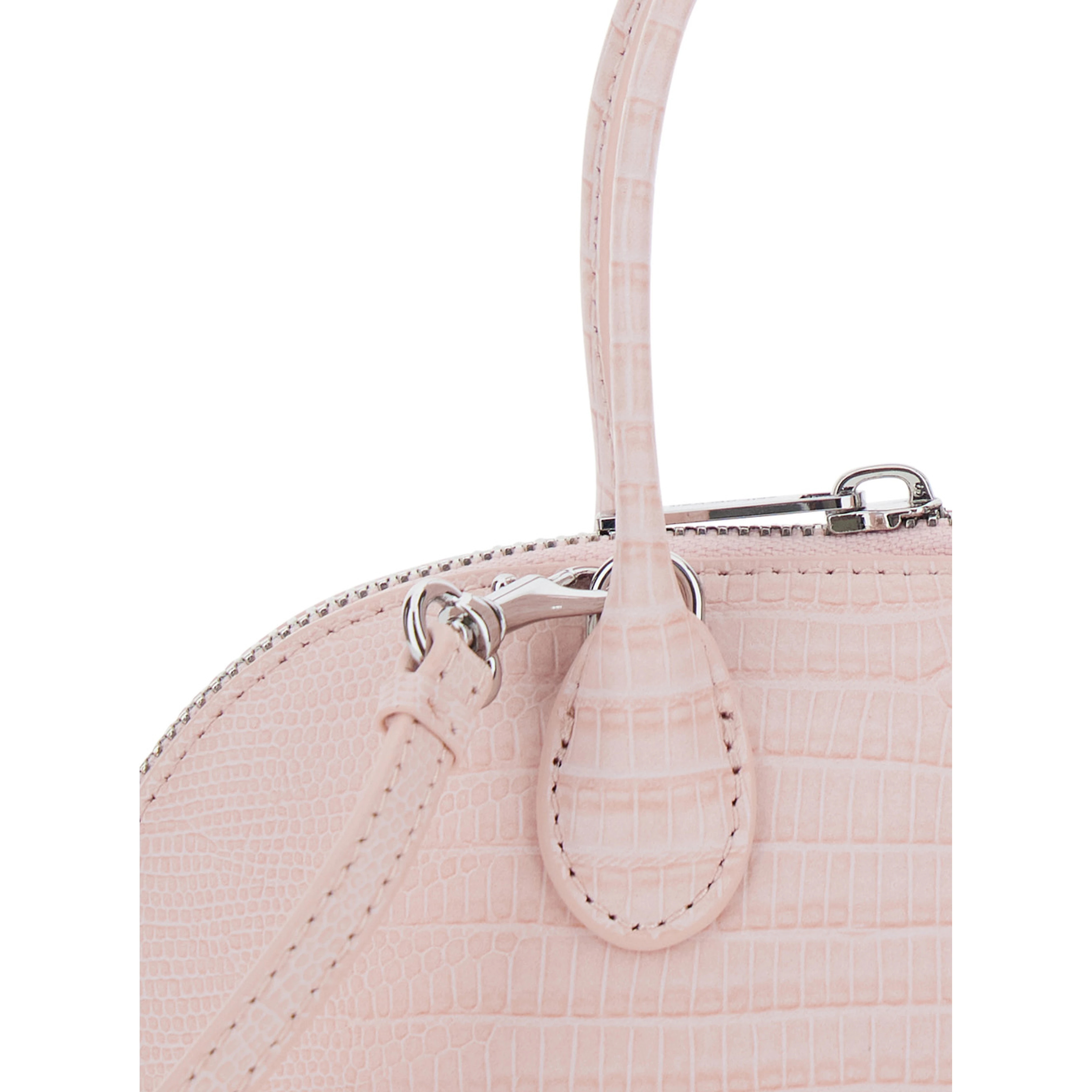Pink Mini Bag with Adjustable and Removable Shoulder Strap and Lizard Effect in Leather for Women