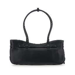 Grandma Used black Shoulder bag with adjustable strap on the front in leather for women