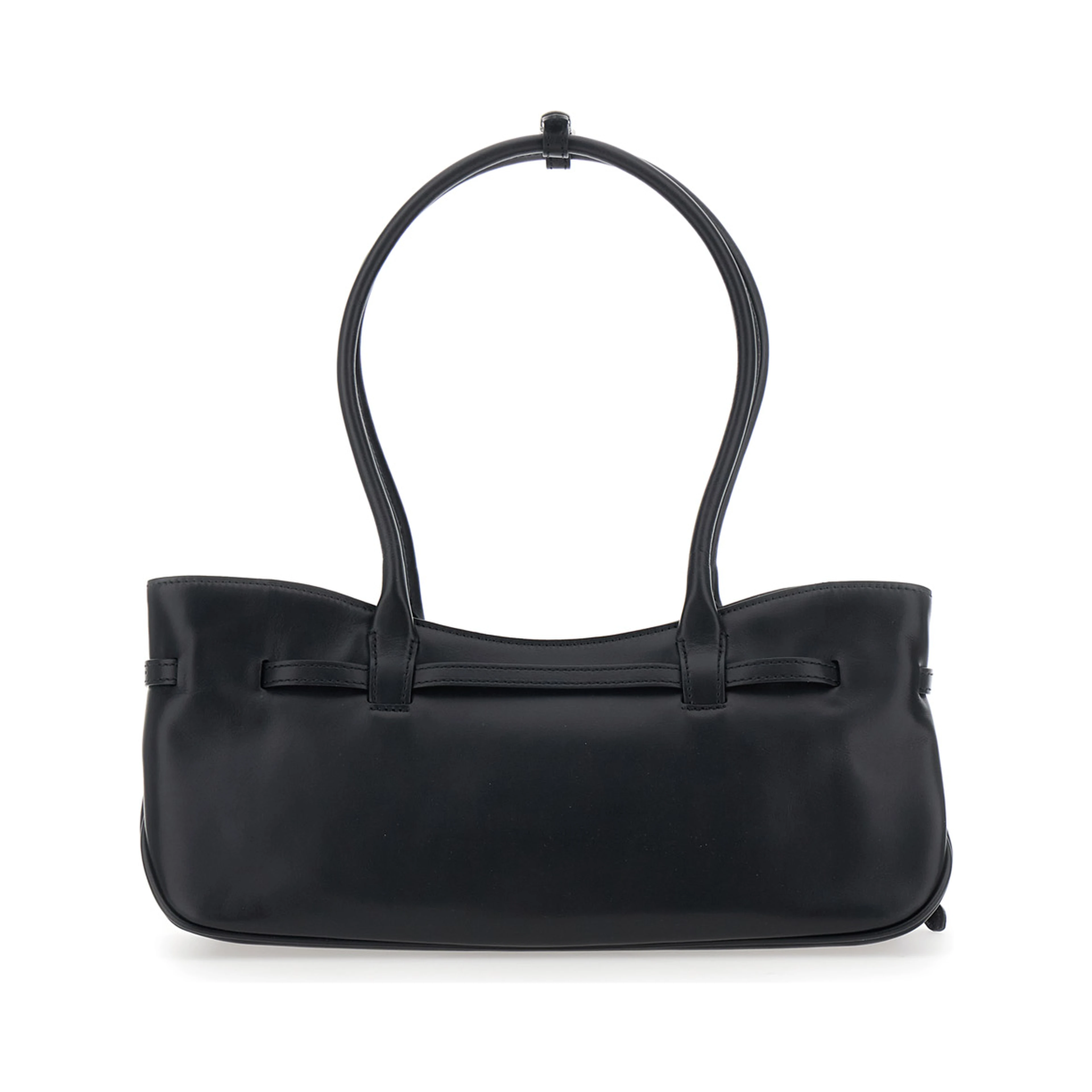Grandma Used black Shoulder bag with adjustable strap on the front in leather for women