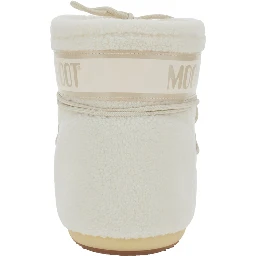 Icon Low White Snow Boots with Maxi Logo Print on the Side in Fleece for Women