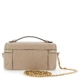 Charlie Gray vanity case with Adjustable and Removable Shoulder Strap and Logo Plate on the Front in Quilted Leather for Women