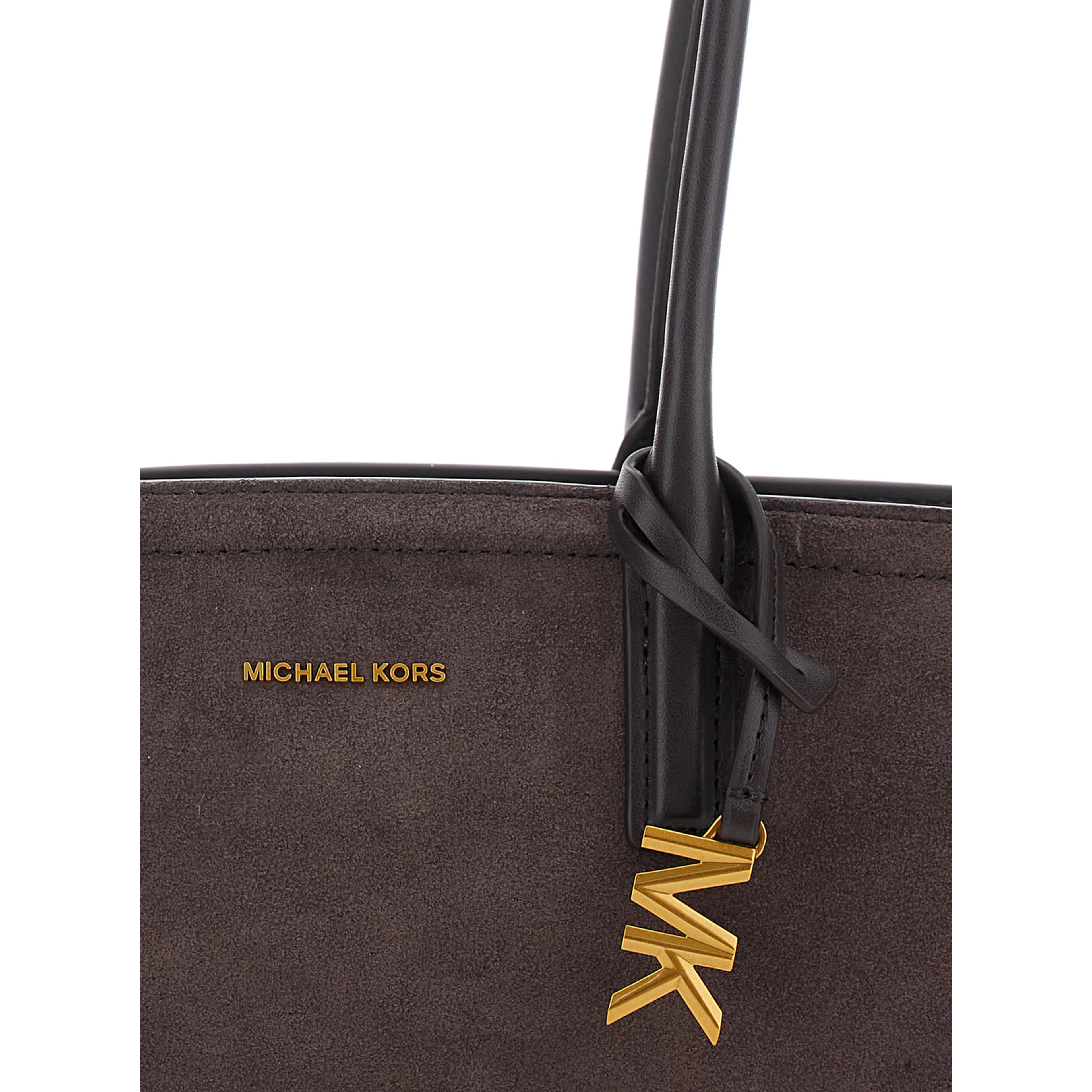 Shoulder bag LAILA with leather details and logo, Brown, Woman