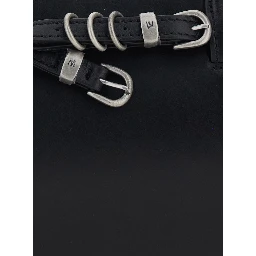 Grandma Used black Shoulder bag with adjustable strap on the front in leather for women
