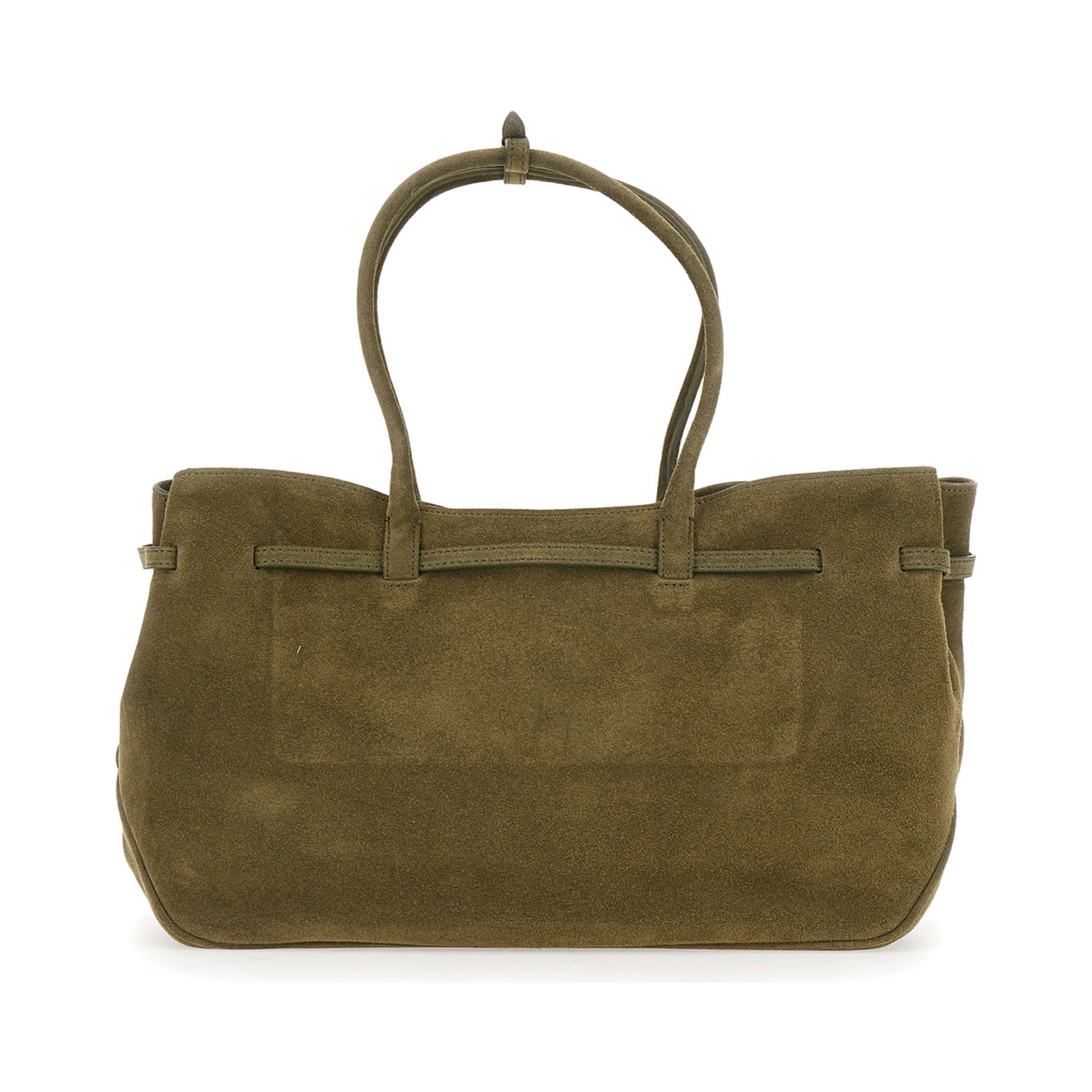 Grandma Used Large green Shoulder bag with adjustable strap on the front in suede for women