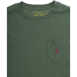 Green Short Sleeve T-shirt with Round Neck in Cotton Boy