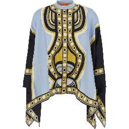 Multicolor Shirt with Mandarin collar and Sanctuary motif all-over in silk for women