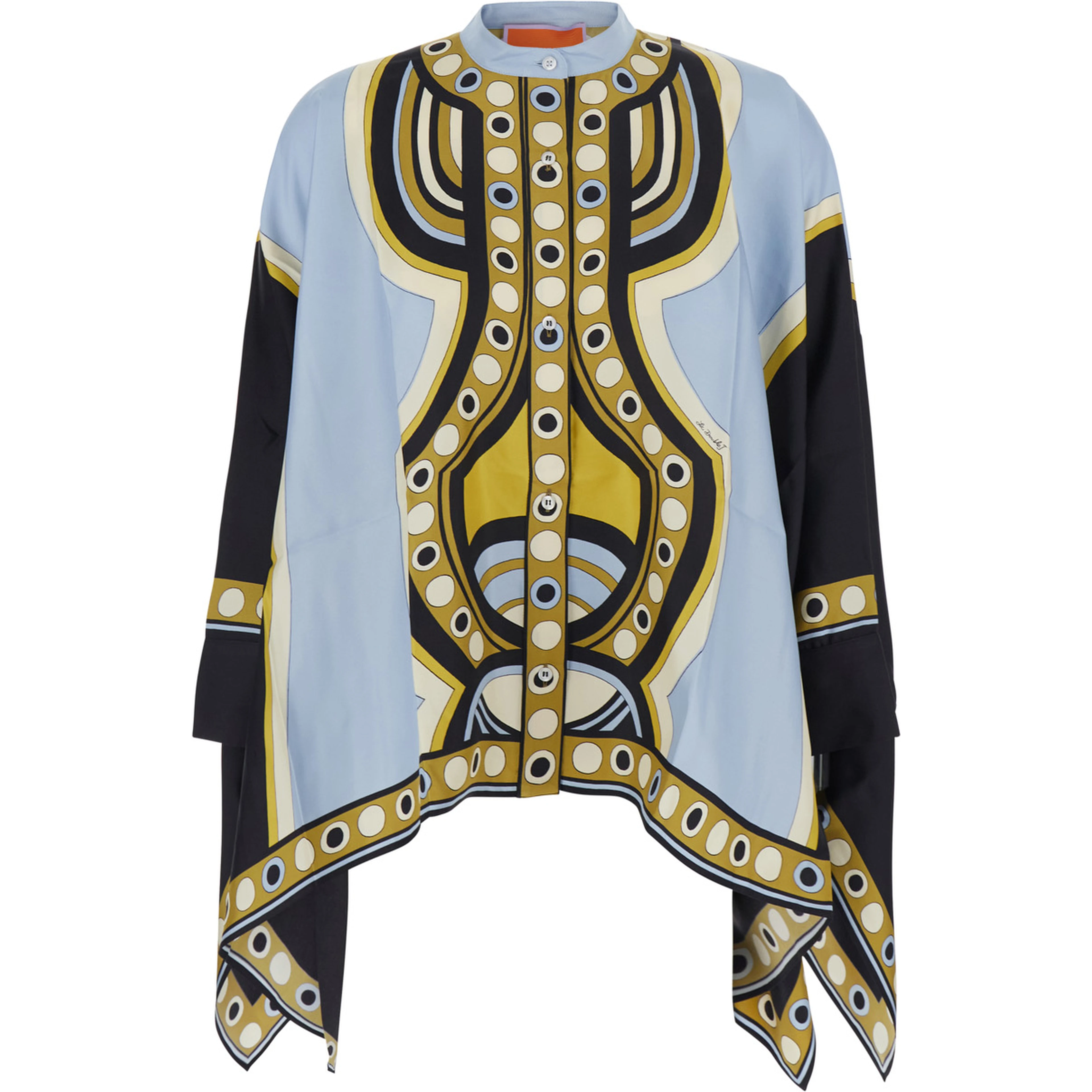 Multicolor Shirt with Mandarin collar and Sanctuary motif all-over in silk for women