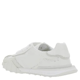 Athletic white Low top sneakers with logo patch on the side and logo lettering on the back in leather for men