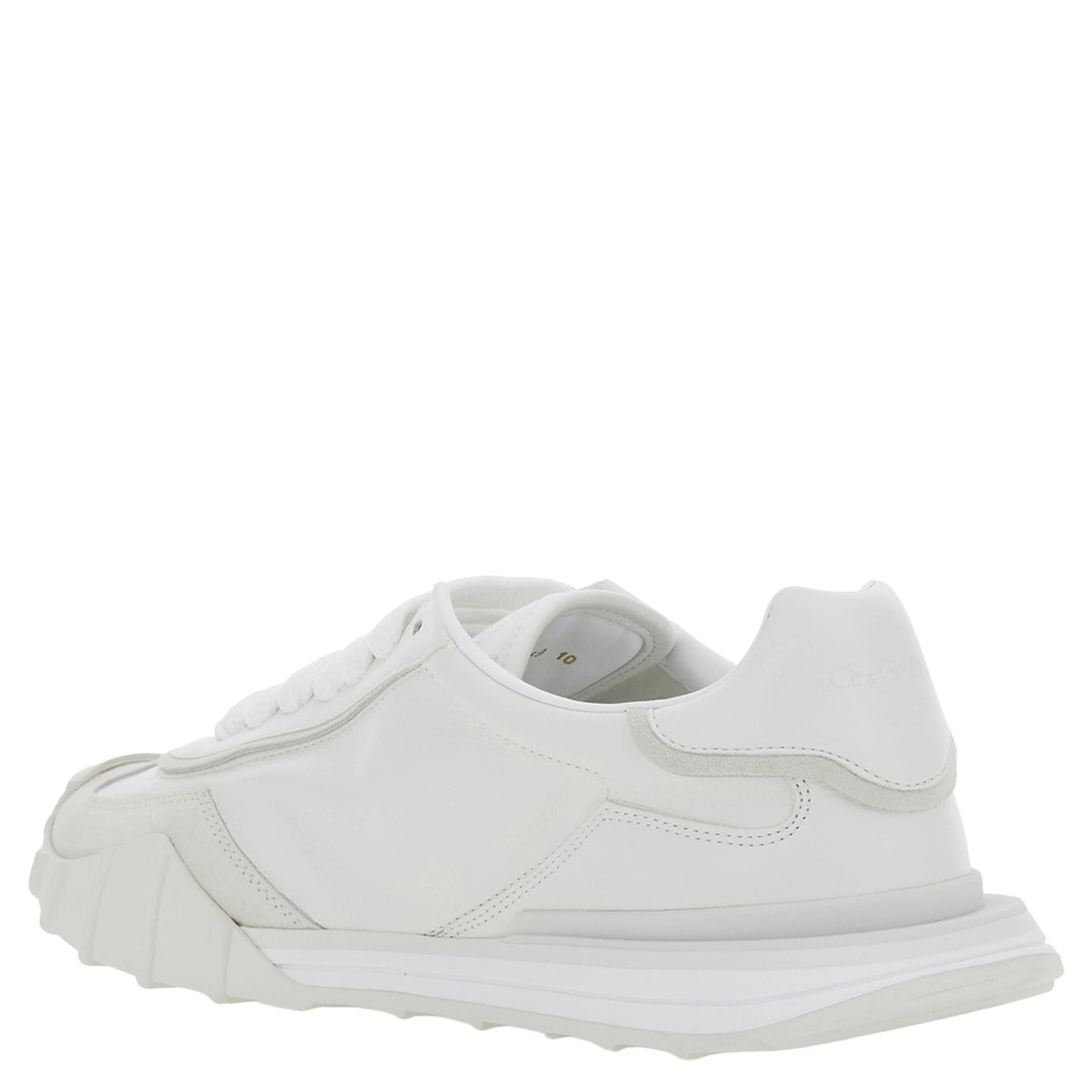 Athletic white Low top sneakers with logo patch on the side and logo lettering on the back in leather for men