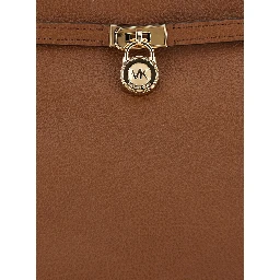 HAMILTON MODERNE LG EAST WEST FOLD TOTE Bag with metal details and prominent logo, in leather, brown, women