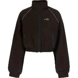 Brown Cropped Sweatshirt with Logo Detail on the Front in Cotton for Women