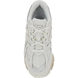 U1954 White Low Top Sneakers with Logo Patch on the Side and Perforated Design in Leather and Fabric Unisex