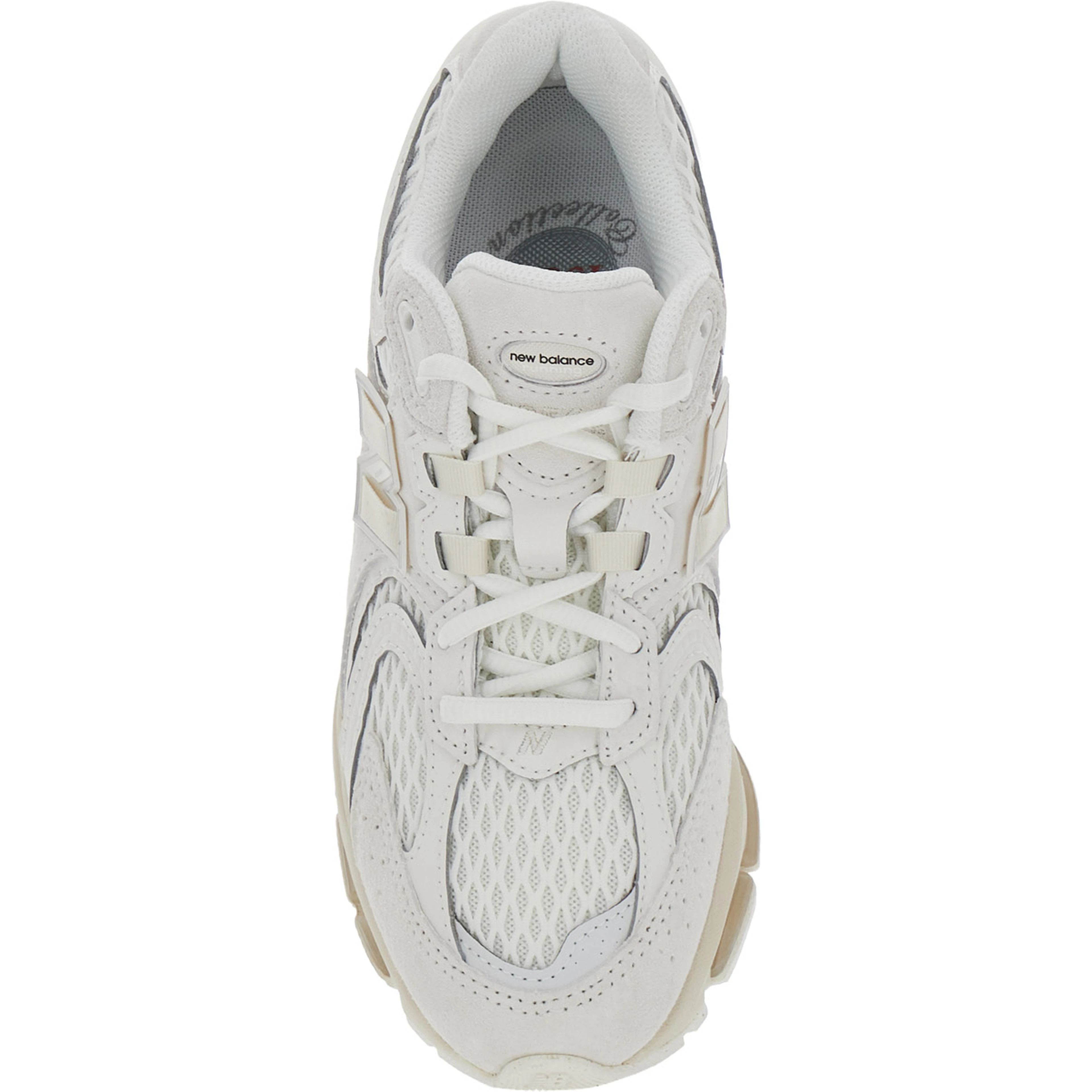U1954 White Low Top Sneakers with Logo Patch on the Side and Perforated Design in Leather and Fabric Unisex