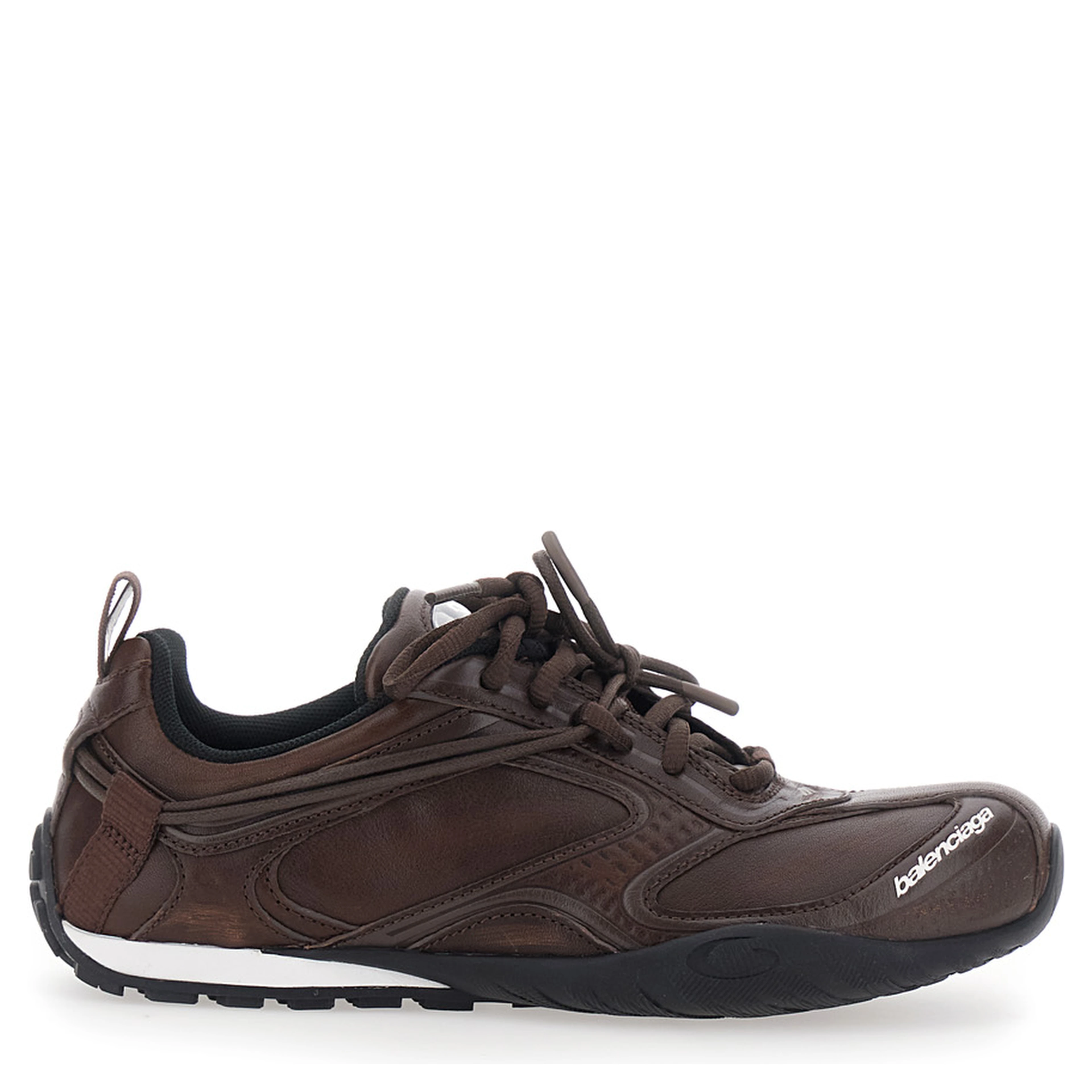 Radar Brown Low Top Sneakers with Logo Patch on the Tongue in Leather for Women