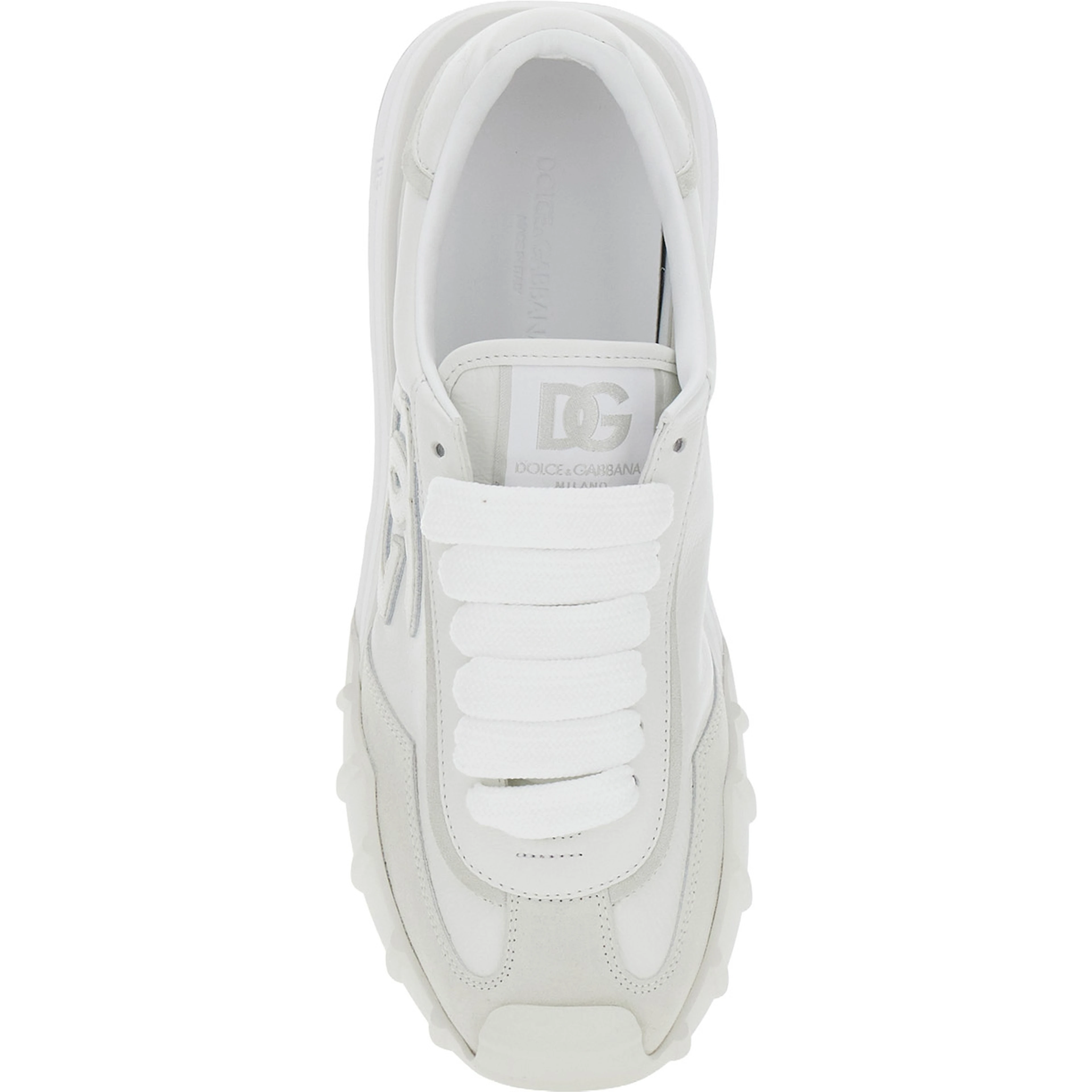 Athletic white Low top sneakers with logo patch on the side and logo lettering on the back in leather for men