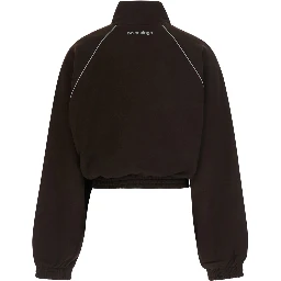 Brown Cropped Sweatshirt with Logo Detail on the Front in Cotton for Women
