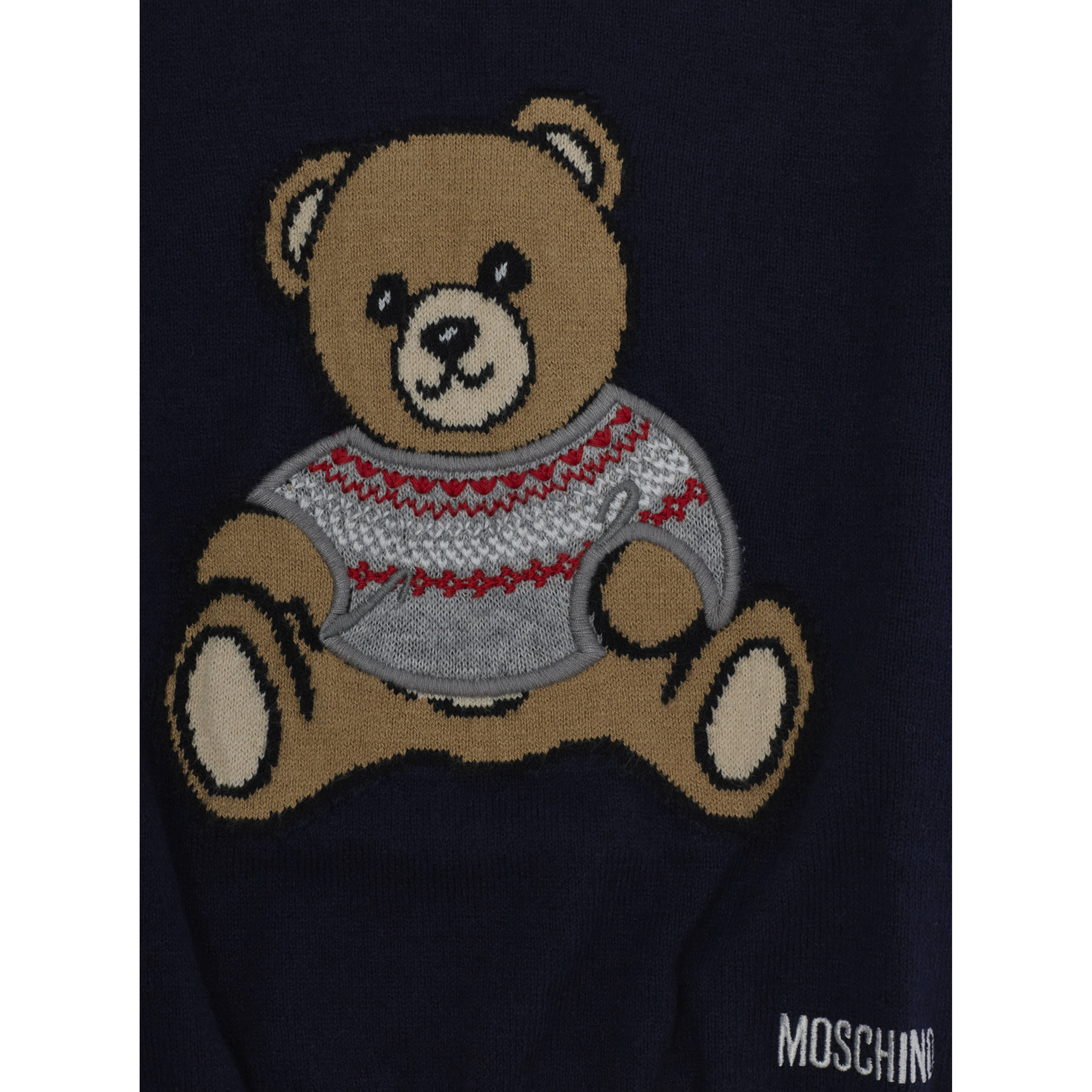 SWEATER with round neck and long sleeves in Cotton and Wool Blue Boy