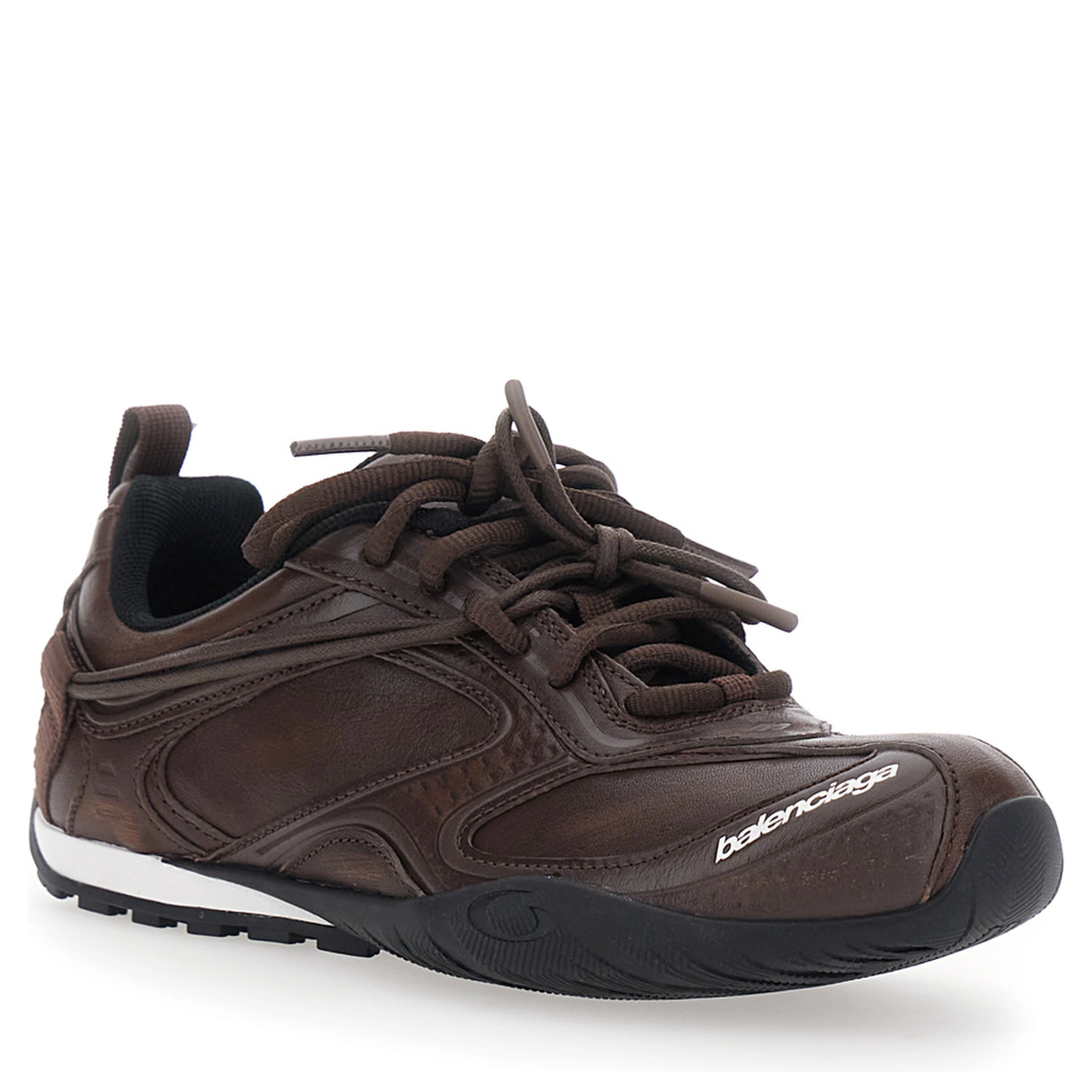 Radar Brown Low Top Sneakers with Logo Patch on the Tongue in Leather for Women