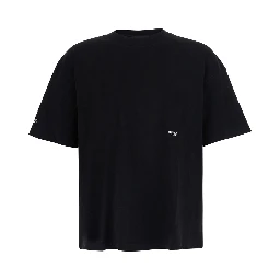 Black T-shirt with logo on the front, on bacl and on the sleeve in cotton men